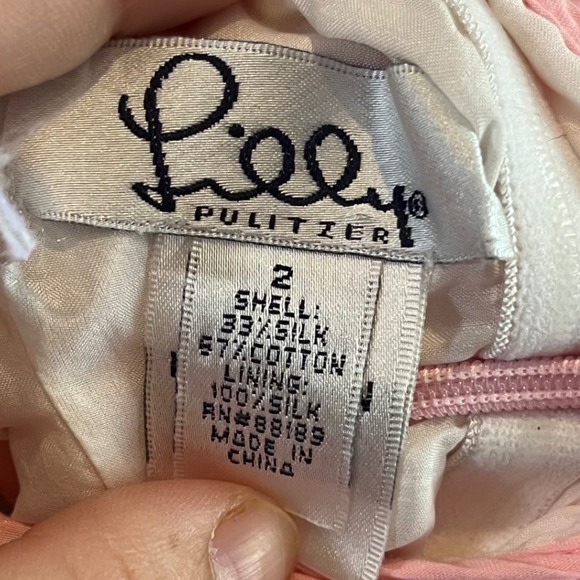 Lilly‎ Pulitzer Pink Polka Dot Dress Size 2 Strapless Silk Blend Party cocktail - Picture 4 of 6